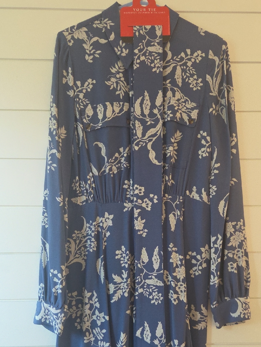 Sezane Lauretta Blue Floral Button-Front Midi Dress Size 38, US 6 - Picture 2 of 9